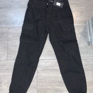 Black cargo joggers